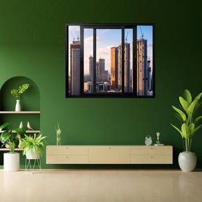 Janela Vitro 2 Folhas Móveis de Correr Alumínio 100x100 cm Linha 25 Preto