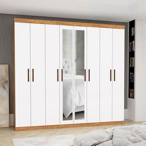 Guarda-roupa Stanley 8 Portas 4 gavetas Plus Cinamomo/Branco
