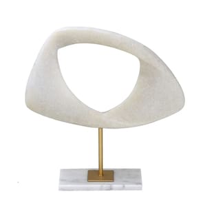 Escultura Decorativa em Mámore e Resina Off White 32cm 15585-PL