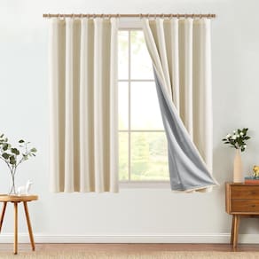 Cortinas jinchan Burlap Look Blackout 160x160cm Cream 2 painéis