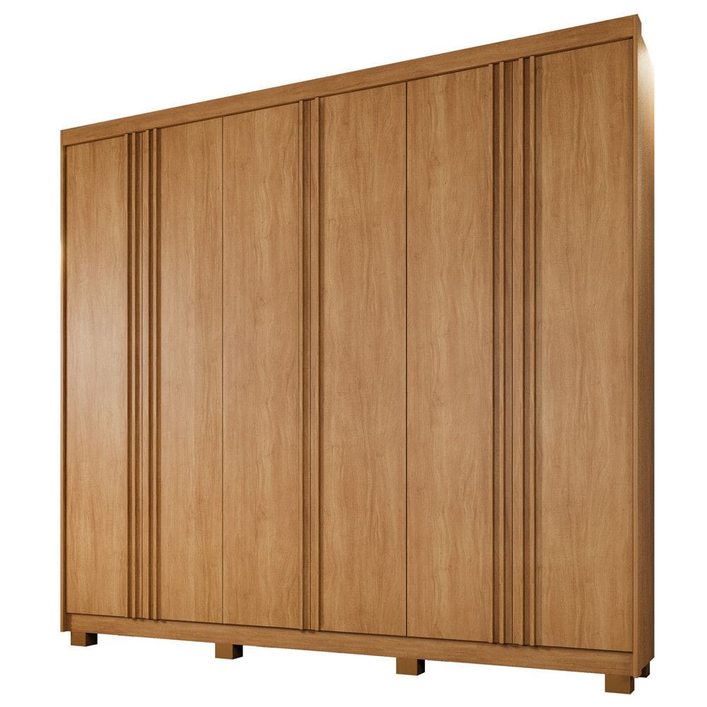 Guarda Roupa Lisboa 6 Portas Ripado 4 Gavetas 10 Prateleiras - Benetil