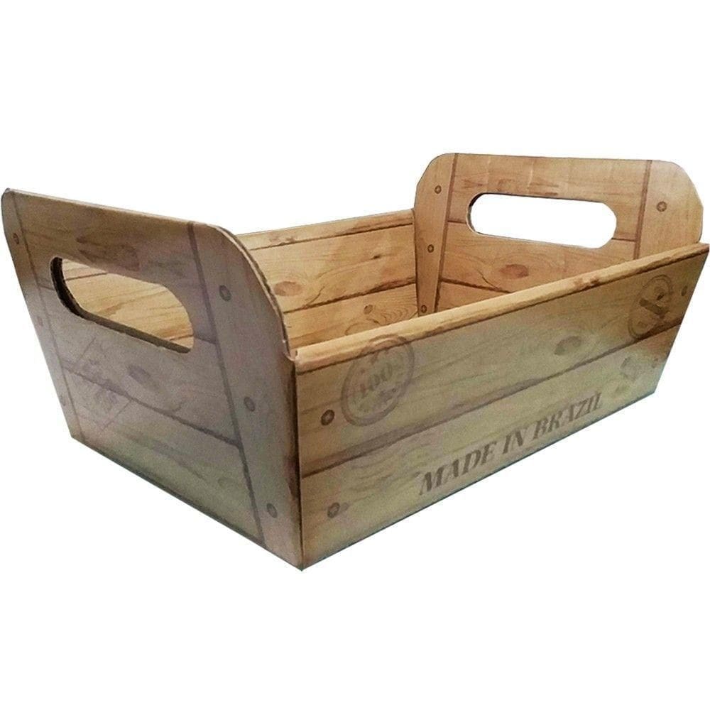 Cesta De Papel Estampa De Madeira 23cm X 32cm