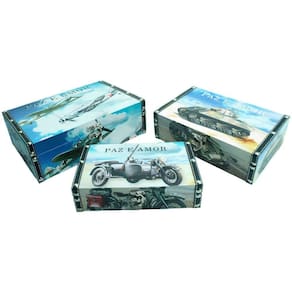 Conjunto Caixa Paz E Amor 3 Peças Porta Objetos Decorativo