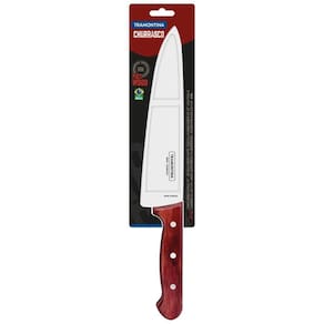 Faca Tramontina Para Carne 10" Em Aço Inox E Cabo Vermelho Polywood