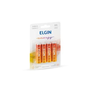 Pilha Zinco Carvão Aa R06 Blister Com 4 Un Elgin 82184