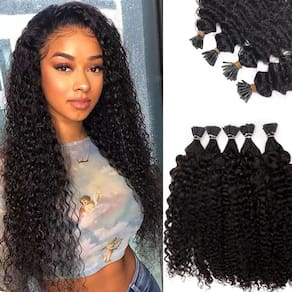 Extensões de cabelo Smartinnov Deep Curly I Tip 22cm 50g #1B