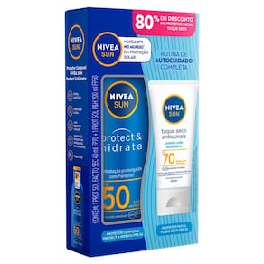 Kit Protetor Solar Nivea Sun Protect e Hidrata FPS 50 200ml e Ganhe 80% de Desconto no Protetor Solar Antissinais FPS 70 40ml