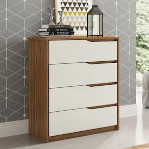 Comoda 4 Gavetas e Corrediças Telescópias Atria - Amendola Touch/ Off White Demóbile