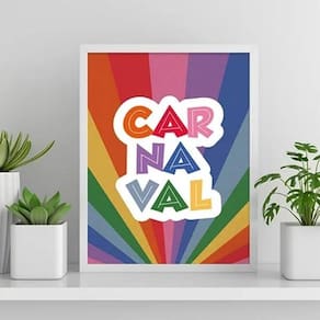 Quadro Carnaval Arco-Íris Colorido 33X24 Com Vidro - Branca