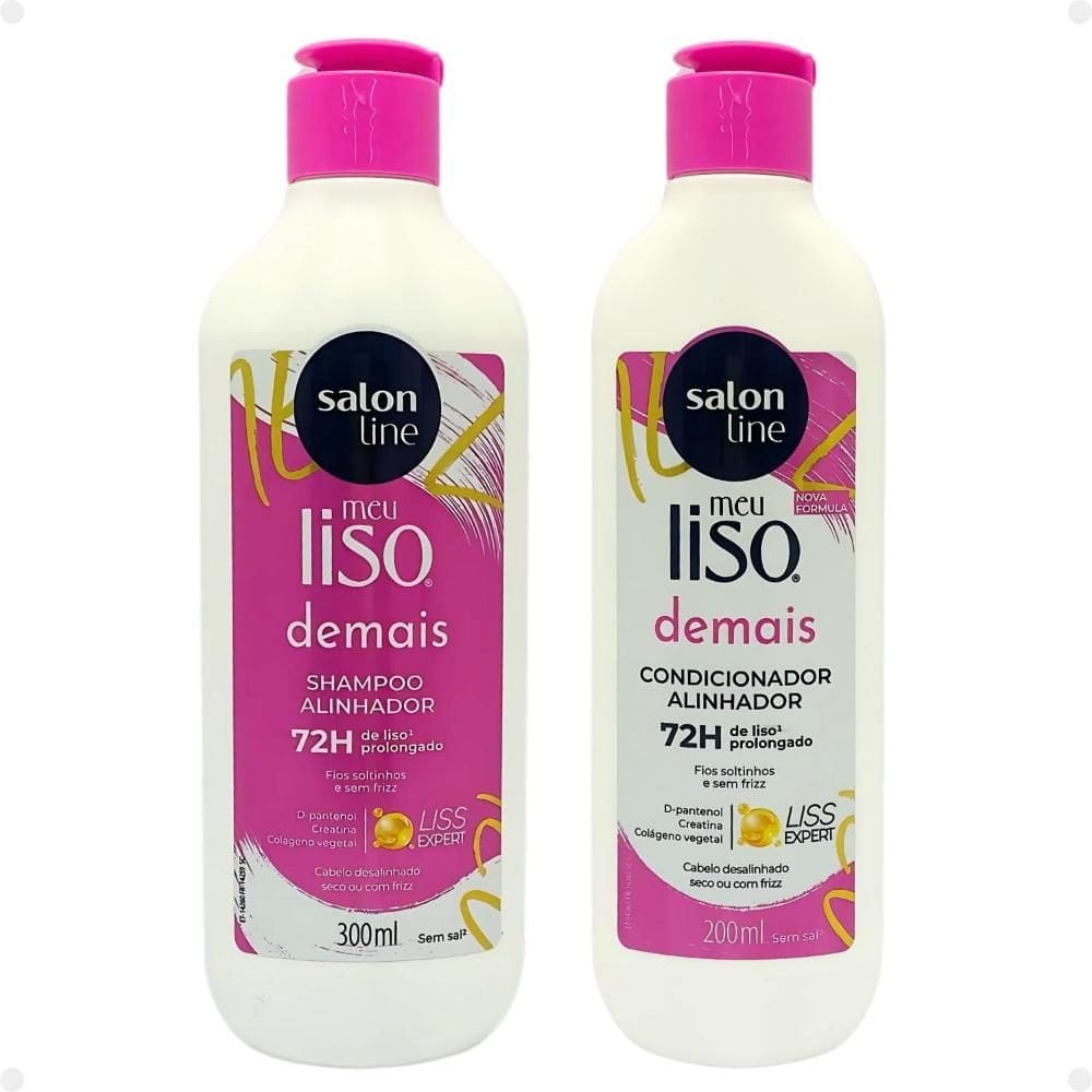 Kit Salon Line Meu Liso Demais: Shampoo 300ml e Condicionador 200ml Alinhador