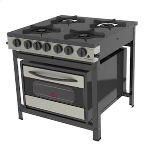 Fogão Industrial Progás PRGE-402 F GOURMET Inox A Gás 4 Bocas 2 Simples E 2 Duplas Com Forno P39205