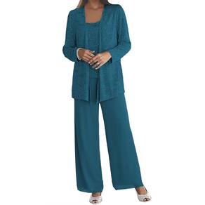 Terninho Senunlia Teal Chiffon, 3 peças de renda para mulheres, tamanho 24