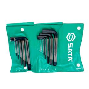 Jogo de Chaves Allen Hexagonais Curta de 1,5 à 10mm com 11 Peças - Sata ST09128L