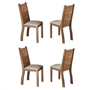 Conjunto 4 Cadeiras Napoli Imbuia Tecido Veludo Pastel Viero