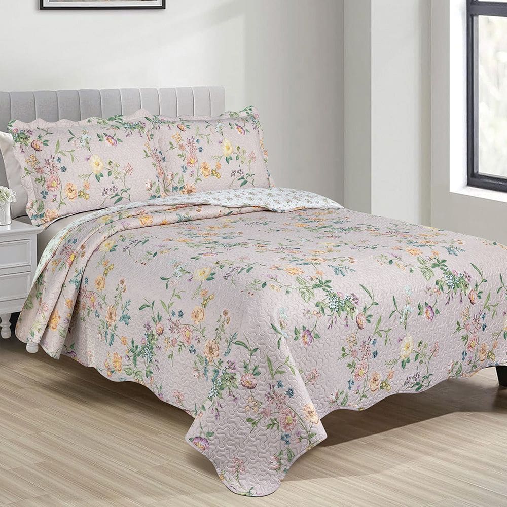 Colcha Cobre Leito King 3 Peças Dupla Face Bordada Matelassê Estampada Camesa
