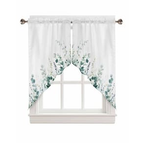 Cortina Valance AYTTBIS Folhas de eucalipto verde para janelas 71x91cm