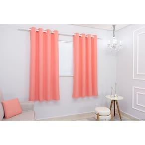 Cortina Lana Salmão Oxford 300X180 Para Sala/Quarto