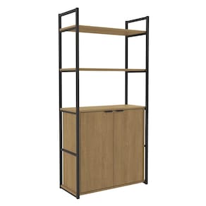 Estante Alta Flex 2 Portas 151X33 cm LI041 Freijo Preto Fosco KPB