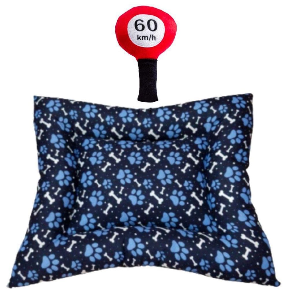 Kit Almofadão E Pelúcia Para Cães E Gatos - Azul