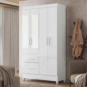 Guarda Roupa Infantil Ambiente Madri 4 Portas Branco Flex com Espelho - Moval