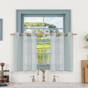 Cortinas LAMIT Short Linen, 76 cm de comprimento para janelas pequenas, 2 painéis