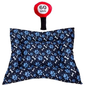 Kit Almofadão E Pelúcia Para Cães E Gatos - Azul