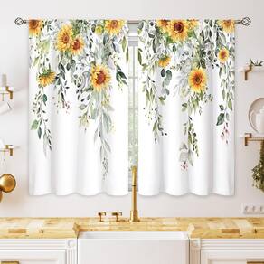 Cortinas oolygoo Eucalyptus Botanical Leaves Yellow Girassol