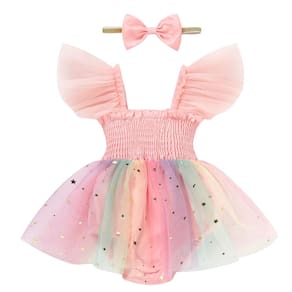 Roupas TITKKOP Baby Girl Tule Romper Ruffe sem mangas 12-18M