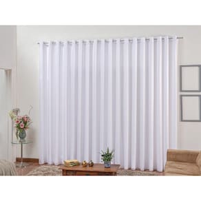 Cortina De Varão Voil Branco 4,00X2,50 Com Forro Microfibra