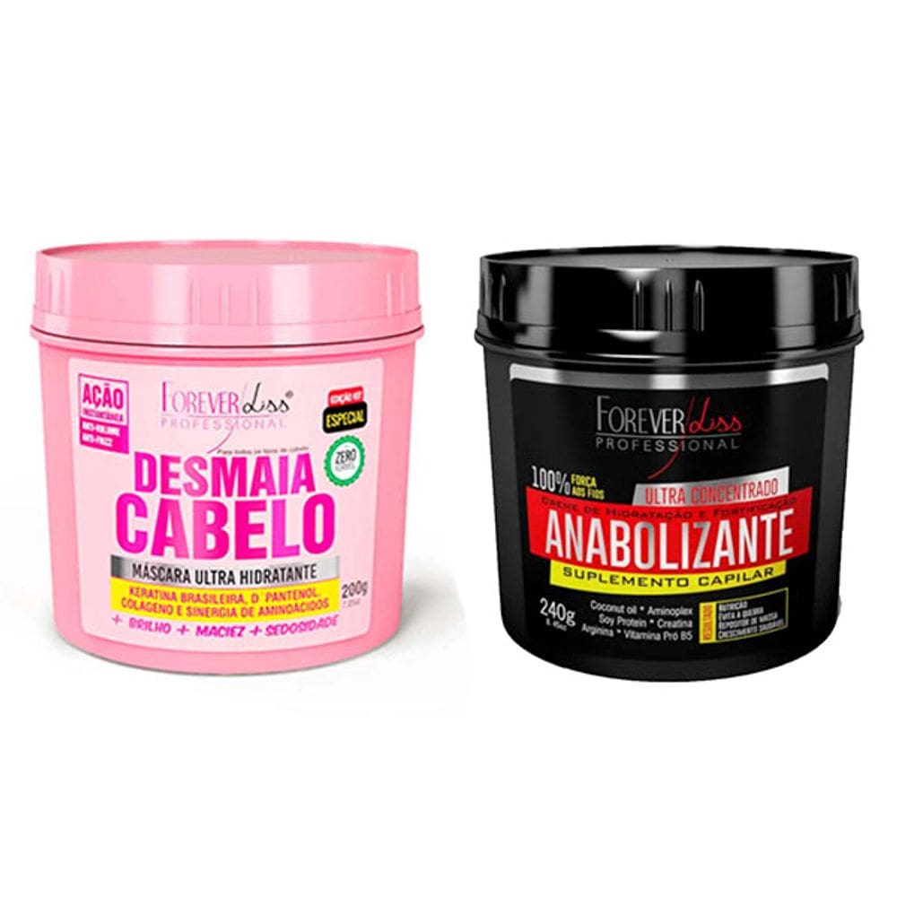 Masc. Desmaia Cabelo 200g e Anabolizante 240g Forever Liss