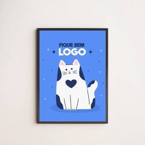Quadro Decorativo Fique Bem Logo 45X34Cm Vidro Moldura Preta