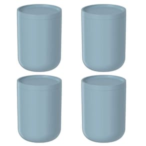 4X Porta Algodão Cotonete Banheiro Ou Bold Azul Com Tampa