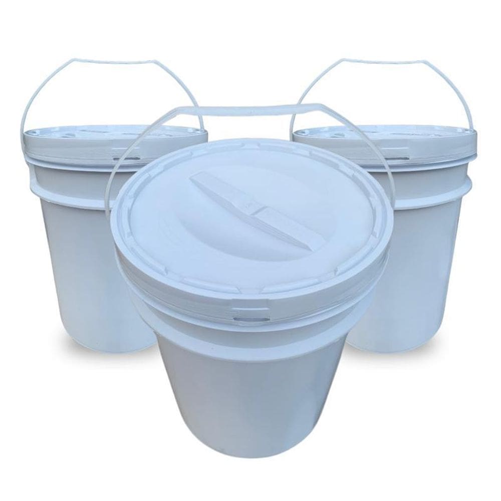 Balde Plástico 20L Tampa Rosqueavel Para Pinceis - Kit 3 Pçs