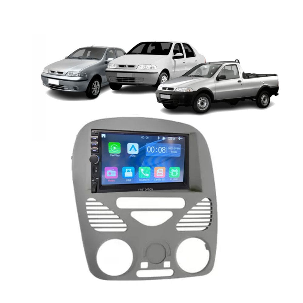 Kit Multimídia Palio Strada Siena Fire S/ Ar 02 / 14 Carplay AndroidAuto USB FM - 7810HCPAA FirstOption
