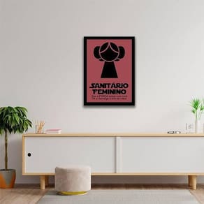 Quadro Sanitário Feminino 24X18 Com Vidro - Preta