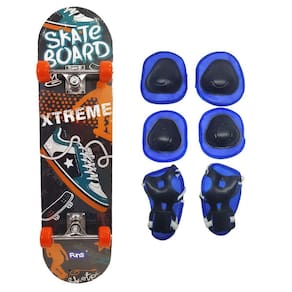 Skate Infantil Radical Old Shoes + Acessórios Proteção Azul