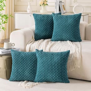 Capas de almofada Cozoomy Teal Corduroy 40x40cm, conjunto de 4