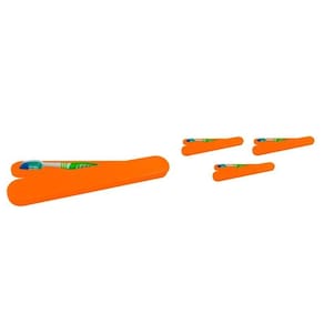 Kit 4 Porta Escova Dental Alaranjado Plástico