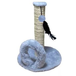 Arranhador Com Arco Cinza Pelucia Poste Sisal 40cm Redondo