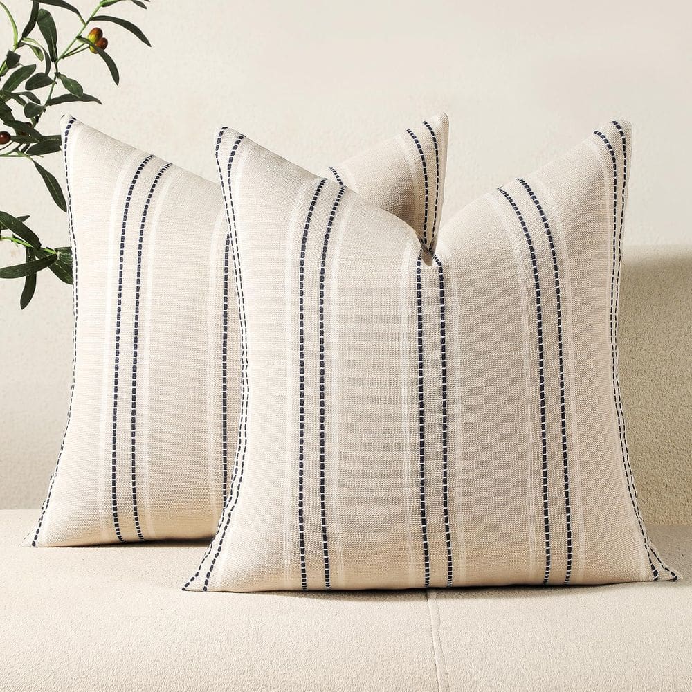 Capas de almofada Hckot Listred Linen 45x45cm Conjunto de 2