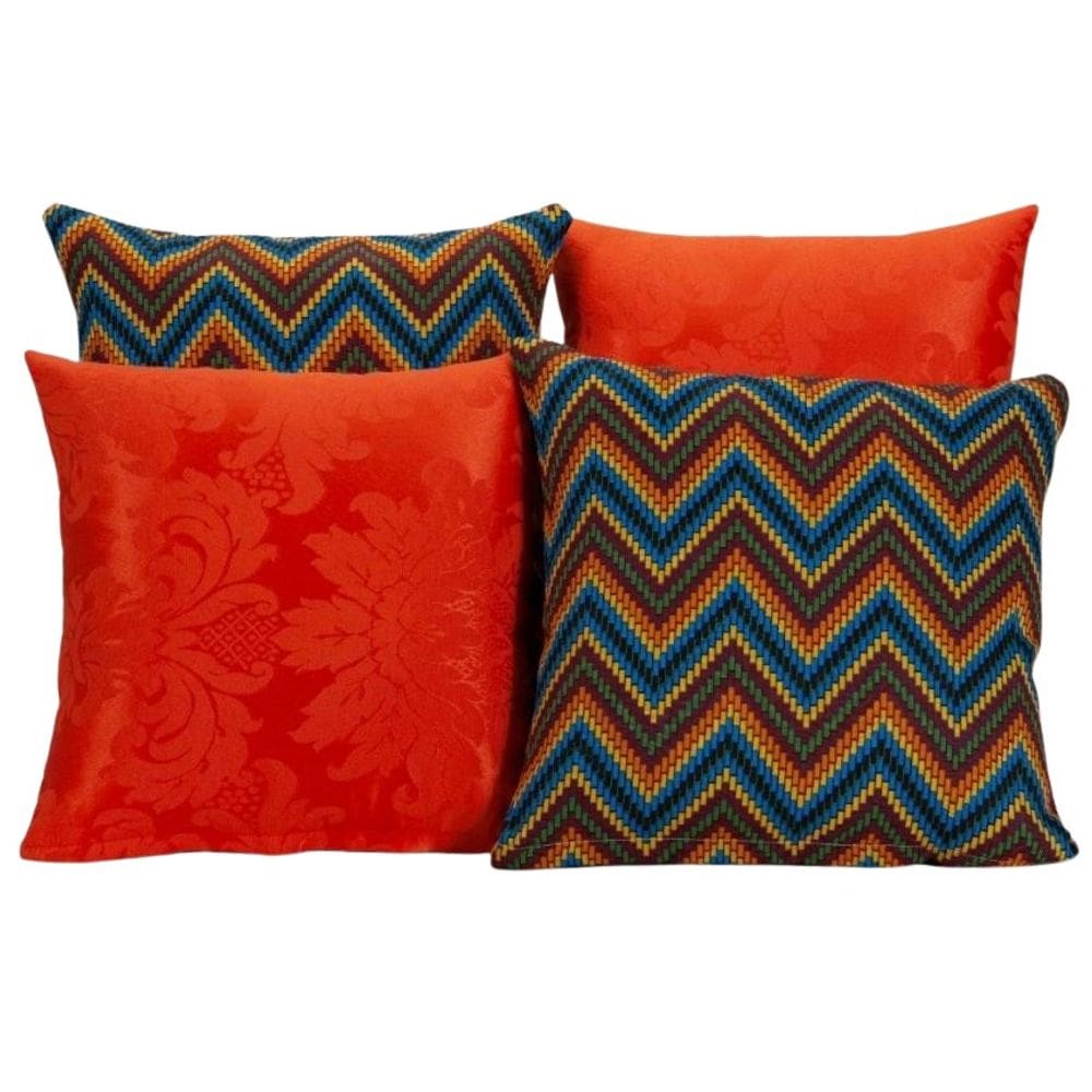 Kit 4 Almofadas Decorativas Para Sofá Vermelho Listrado