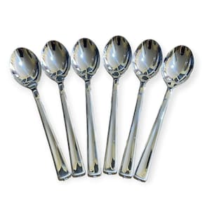 Kit 12 Colheres Prata Descartável 12,8Cm Doces Bolo Café