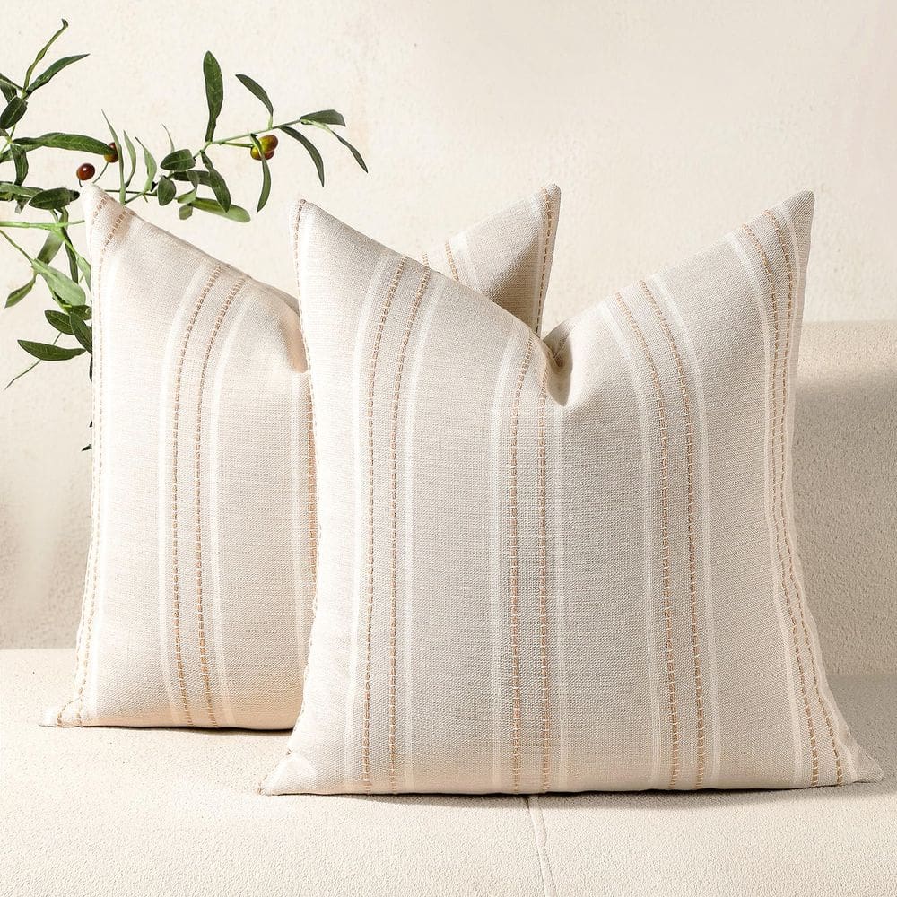Capas de almofada Hckot Listred Linen 45x45cm Conjunto de 2