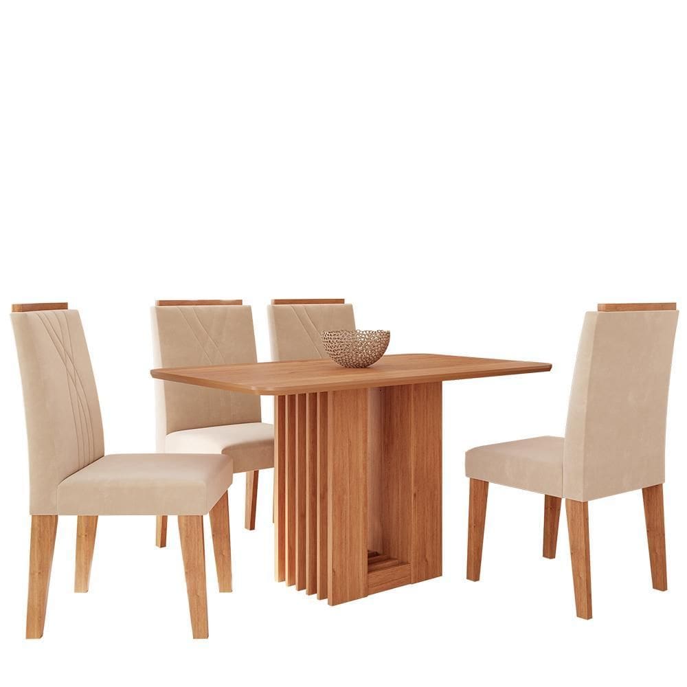 Mesa de Jantar Ariela 130x80 com Tampo em MDF e 4 Cadeiras Nicole - Cimol Móveis