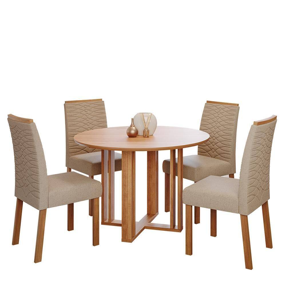 Mesa de Jantar Flora 109cm com Tampo em MDF e 4 Cadeiras Clarice - Cimol Móveis