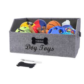Cesta de brinquedos para cães Geyecete, organizador grande de tecido dobrável, cinza