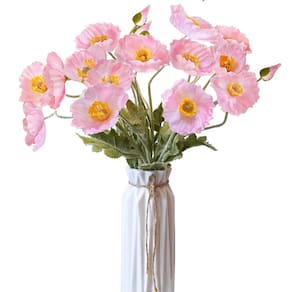 Flores artificiais Kainonnan Poppies Silk 5 unidades para decoração de casa