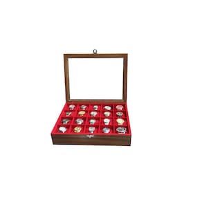 Estojo/Caixa Imbuia Floco Vermelho P/20 Relógios