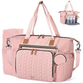 Sacola de fraldas Tonyeee impermeável grande com trocador rosa