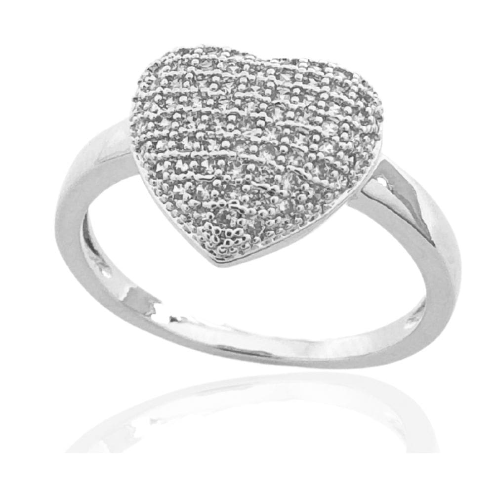Anel Coração Cravejado Banhado a Prata